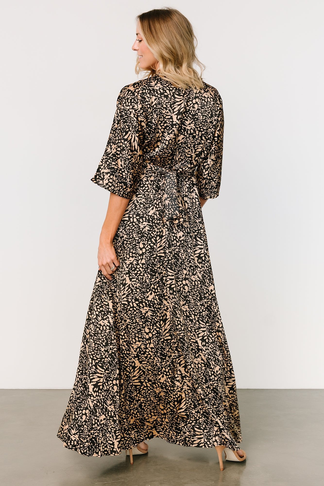 Morlana Maxi Dress | Black + Tan Print - Baltic Born