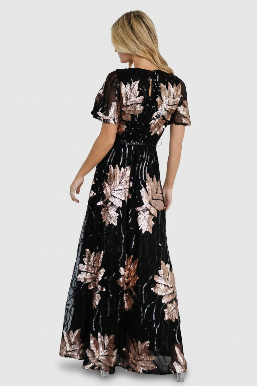 Baltic Born Womens Muse Sequin Maxi Dress | Black + Rose | Size: 3XL Baltic Born Womens Muse Sequin Maxi Dress | Black + Rose | Size: 3XL