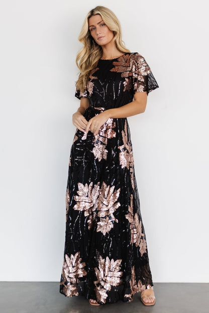 Muse Sequin Maxi Dress | Black + Rose - Baltic Born