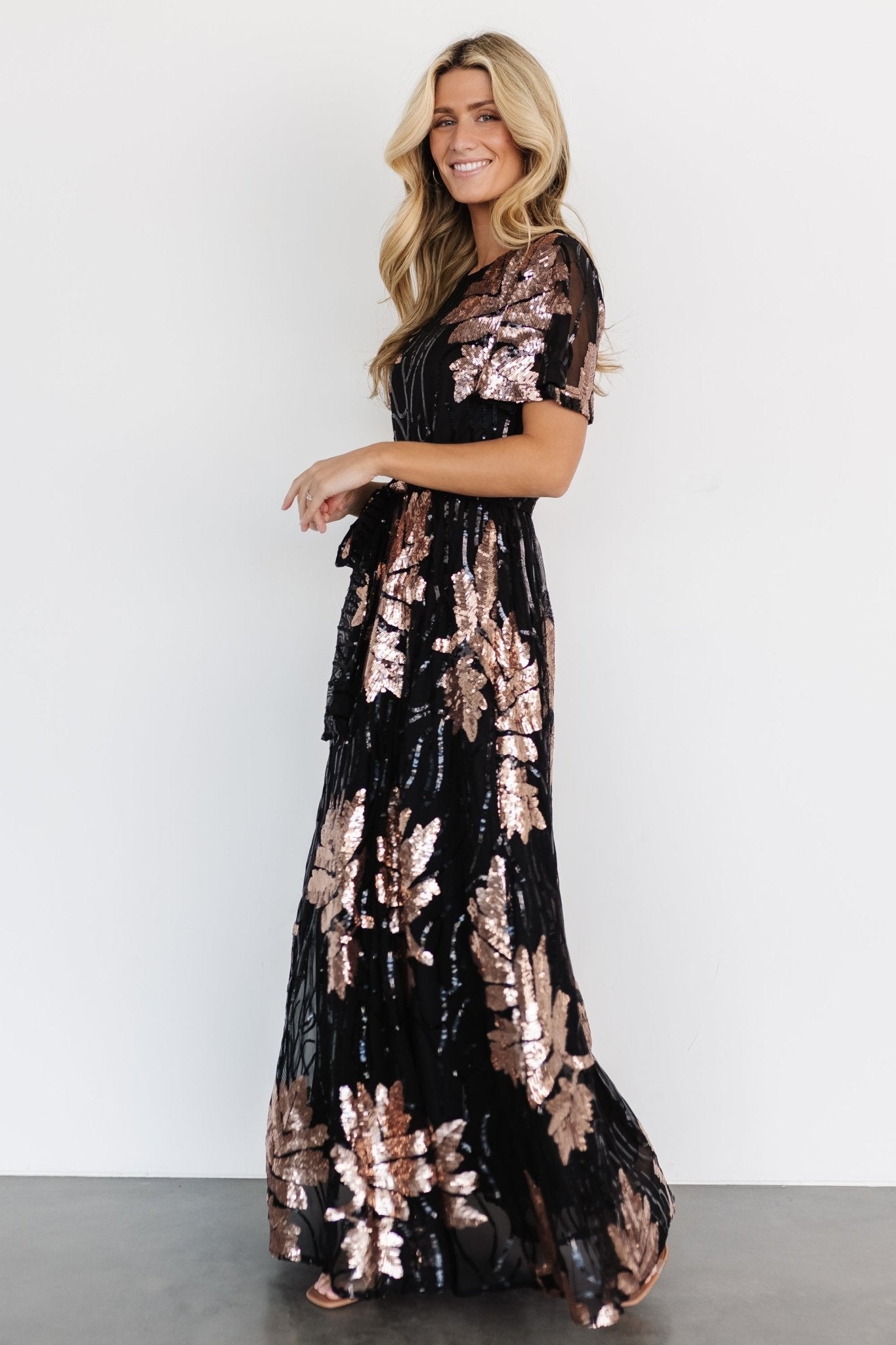 Muse Sequin Maxi Dress | Black + Rose - Baltic Born