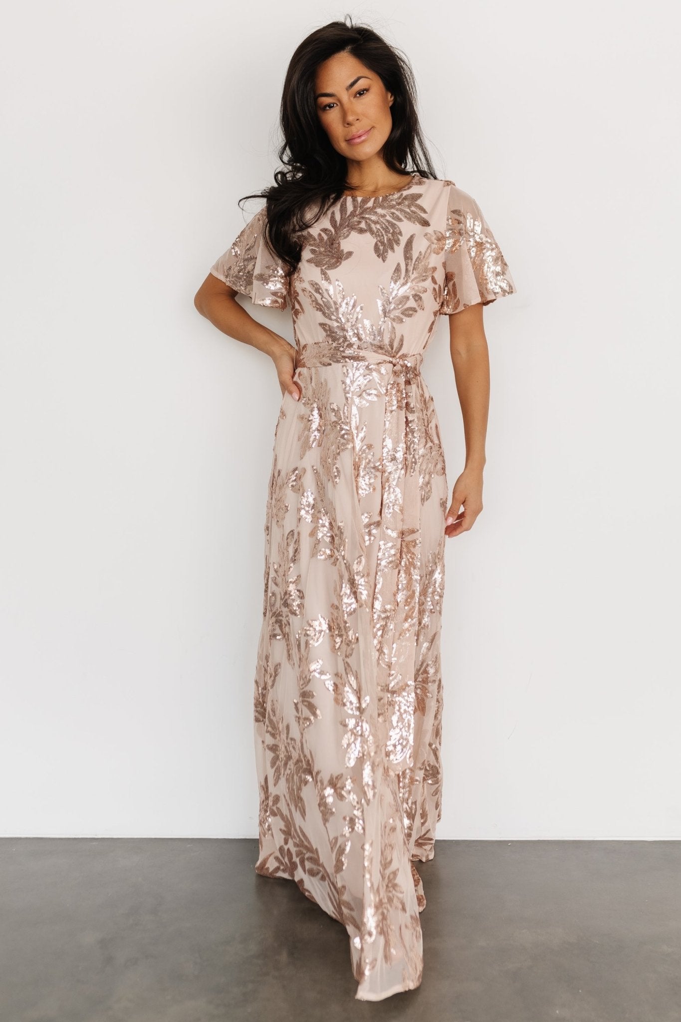 Muse Sequin Maxi Dress | Rose Gold - Baltic Born