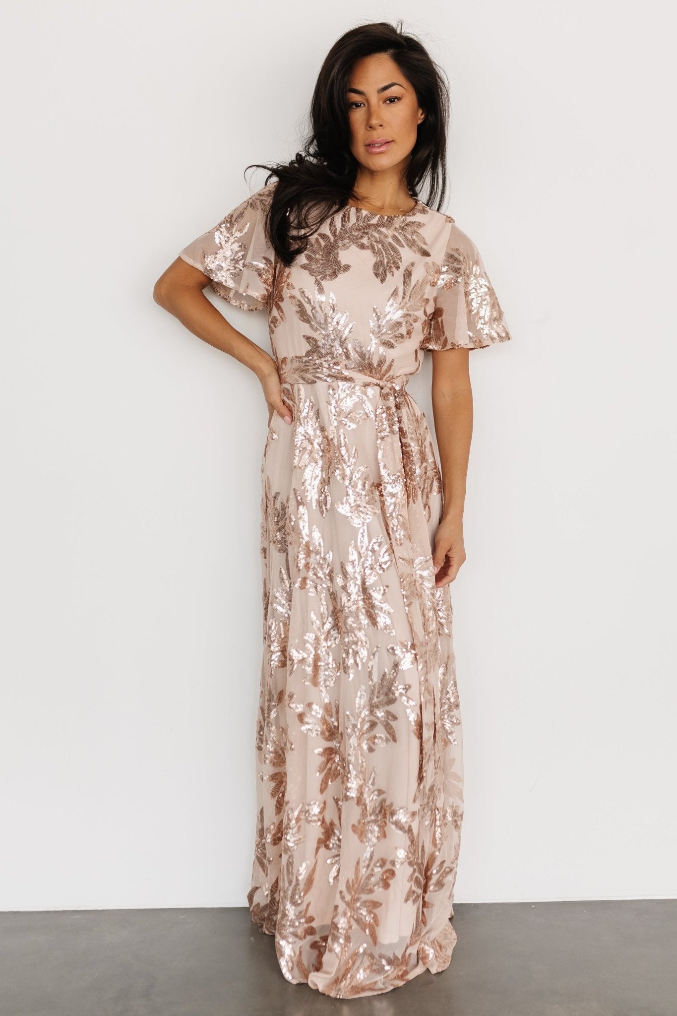 Muse Sequin Maxi Dress | Rose Gold - Baltic Born