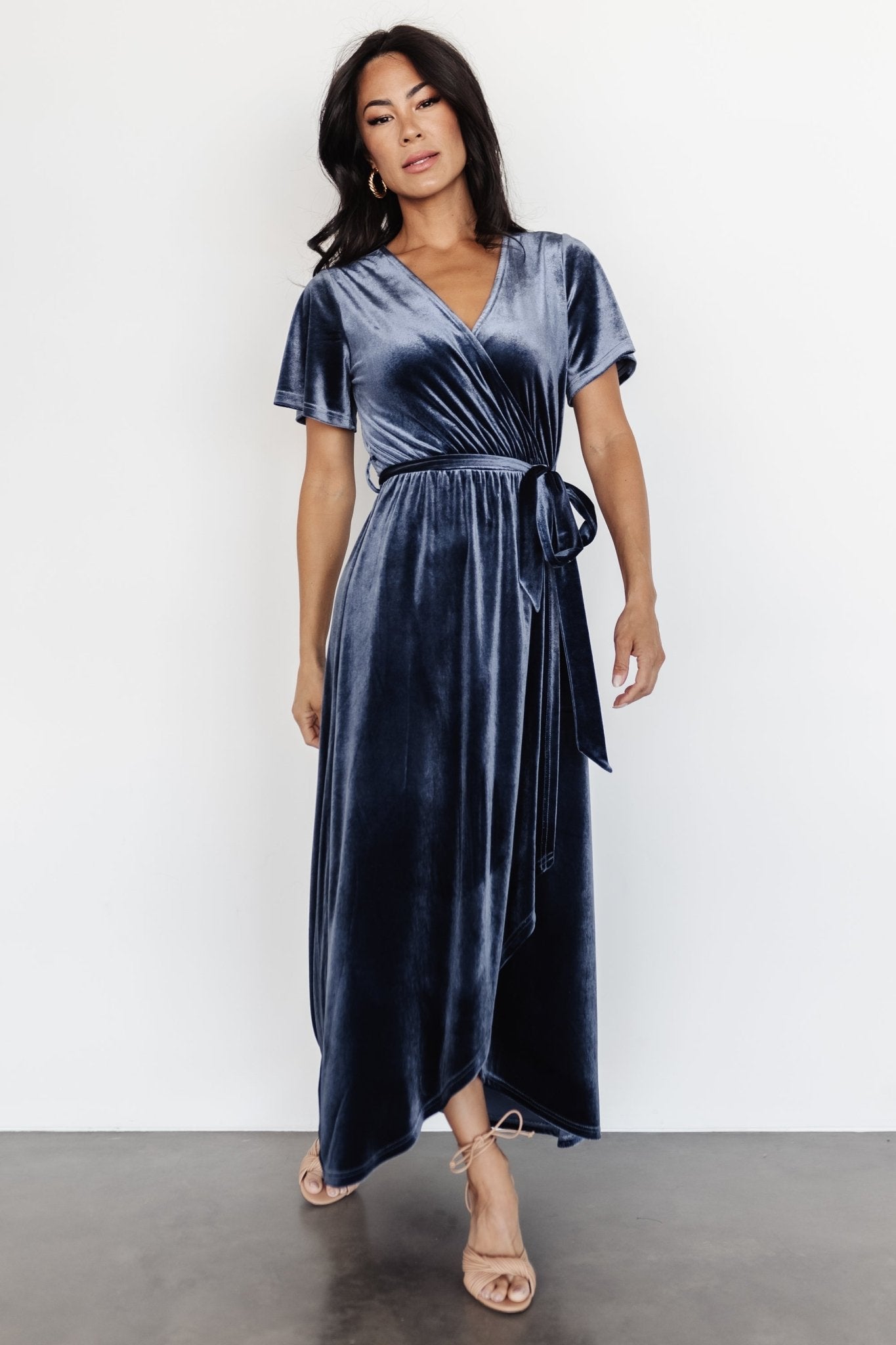 Nadine Velvet Midi Dress | Blue - Baltic Born