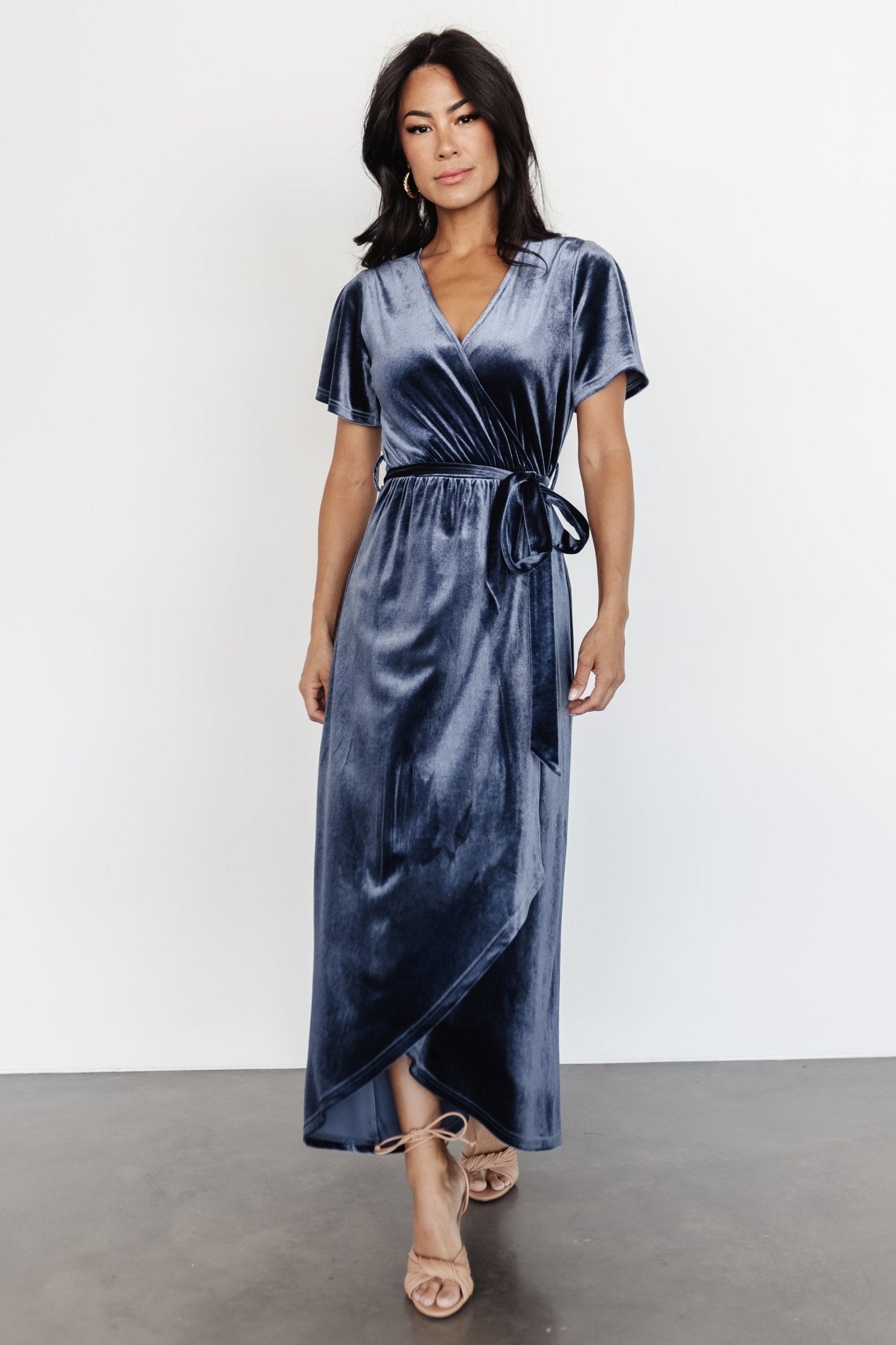 Nadine Velvet Midi Dress | Blue - Baltic Born