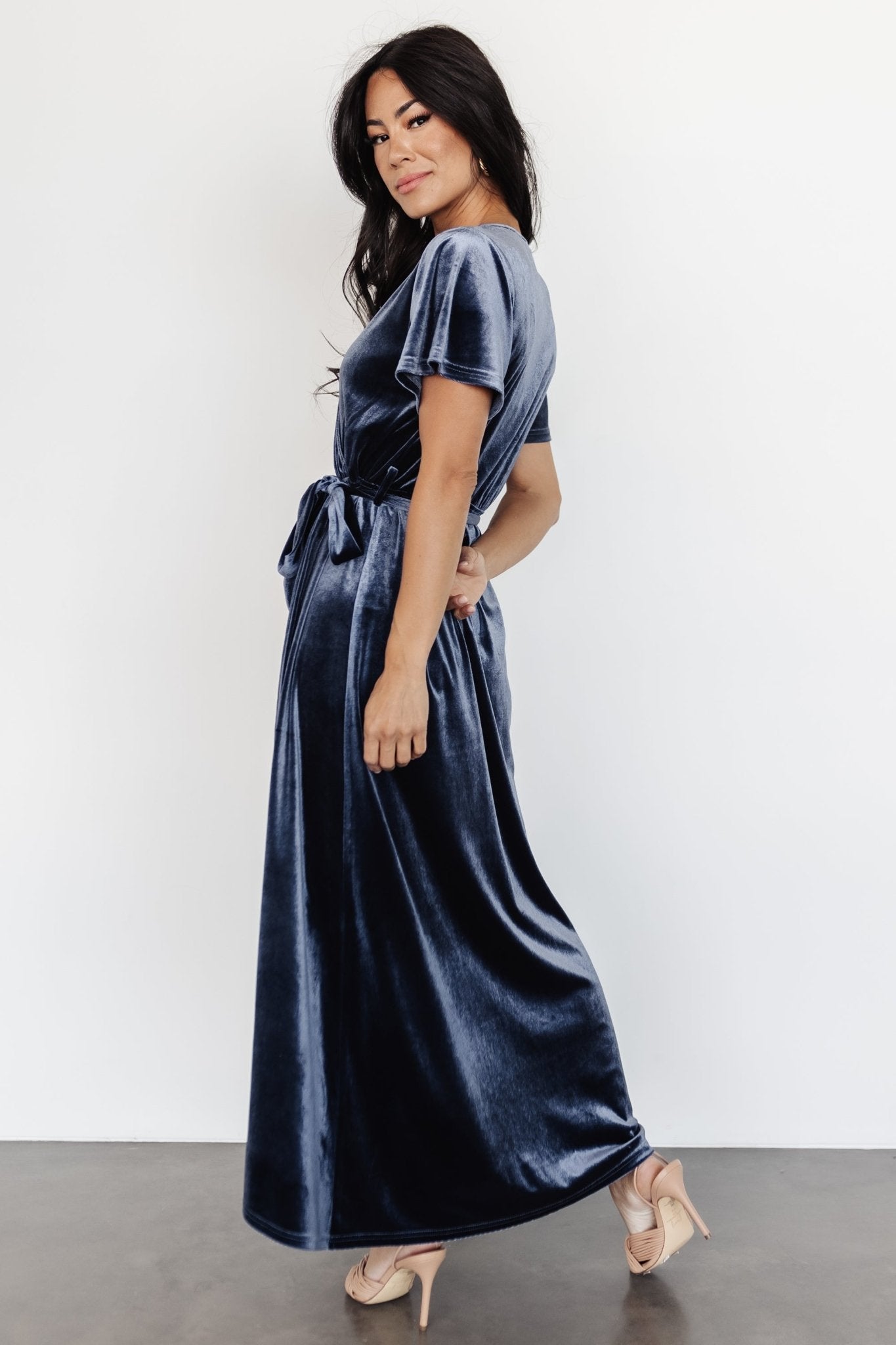 Nadine Velvet Midi Dress | Blue - Baltic Born