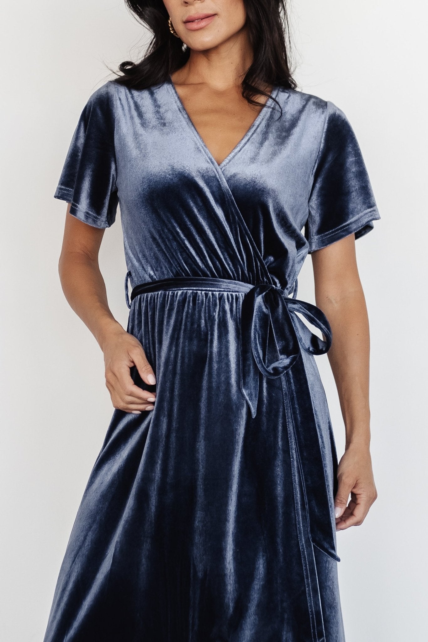 Nadine Velvet Midi Dress | Blue - Baltic Born