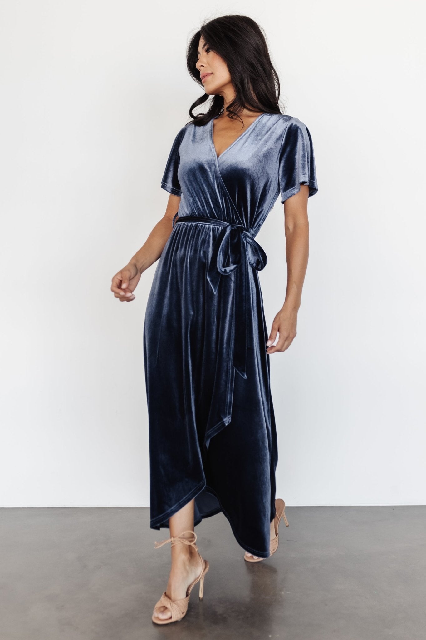 Nadine Velvet Midi Dress | Blue - Baltic Born