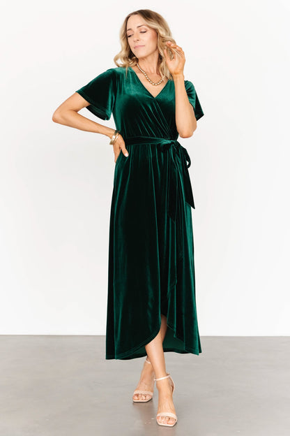 Nadine Velvet Midi Dress | Green - Baltic Born