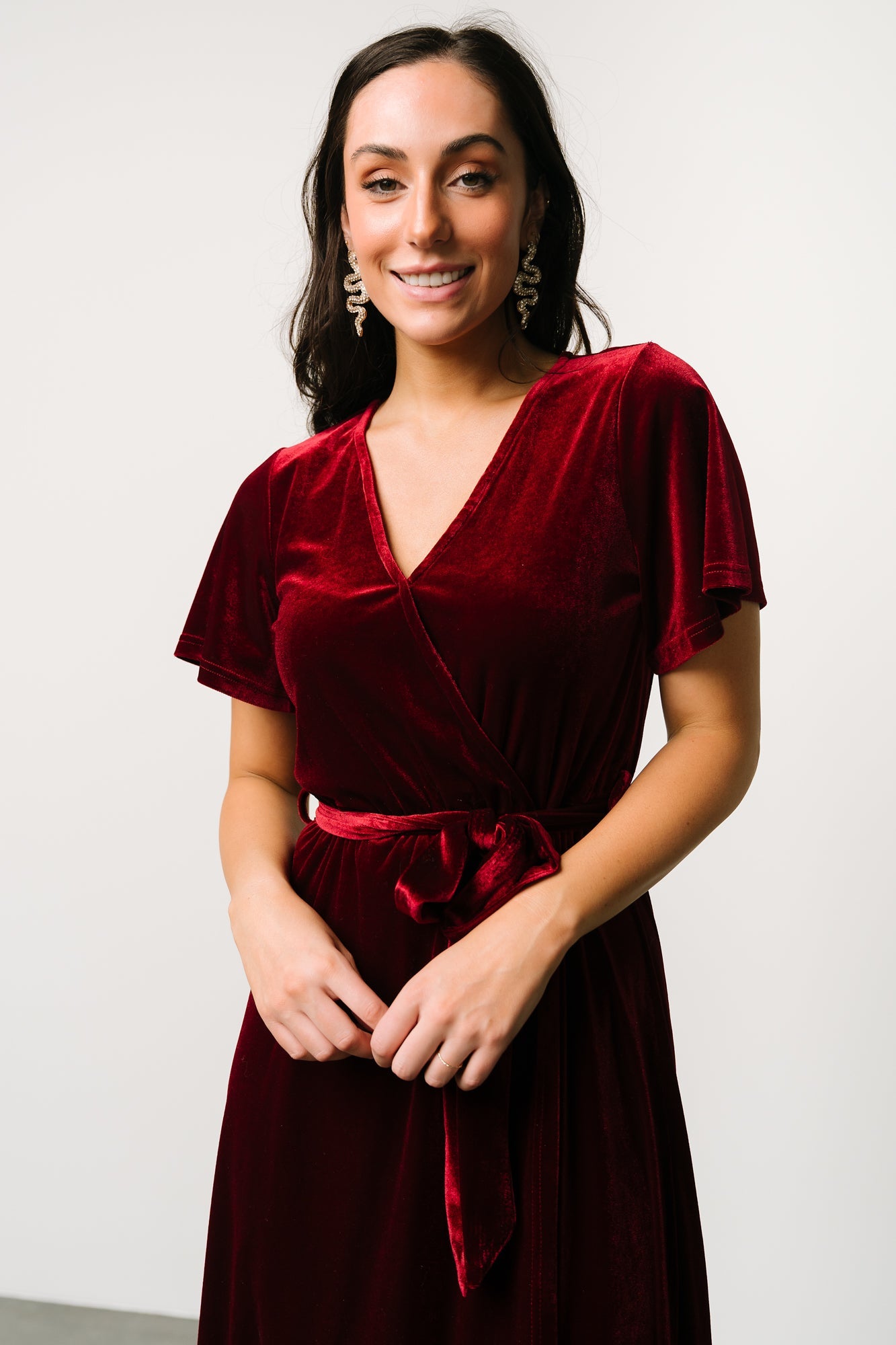 Nadine Velvet Midi Dress | Merlot - Baltic Born