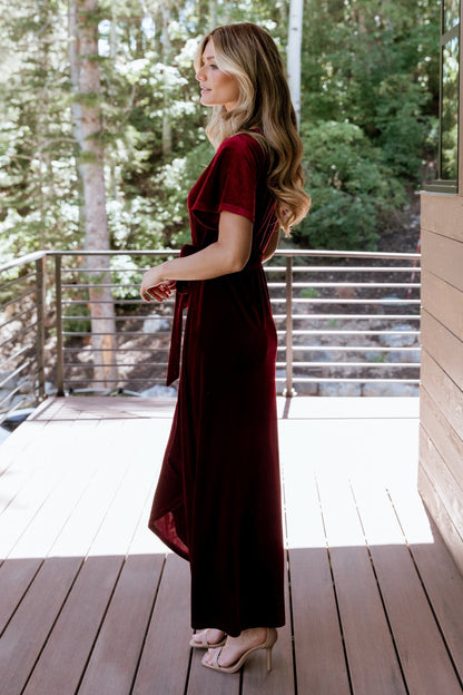 Nadine Velvet Midi Dress | Merlot - Baltic Born