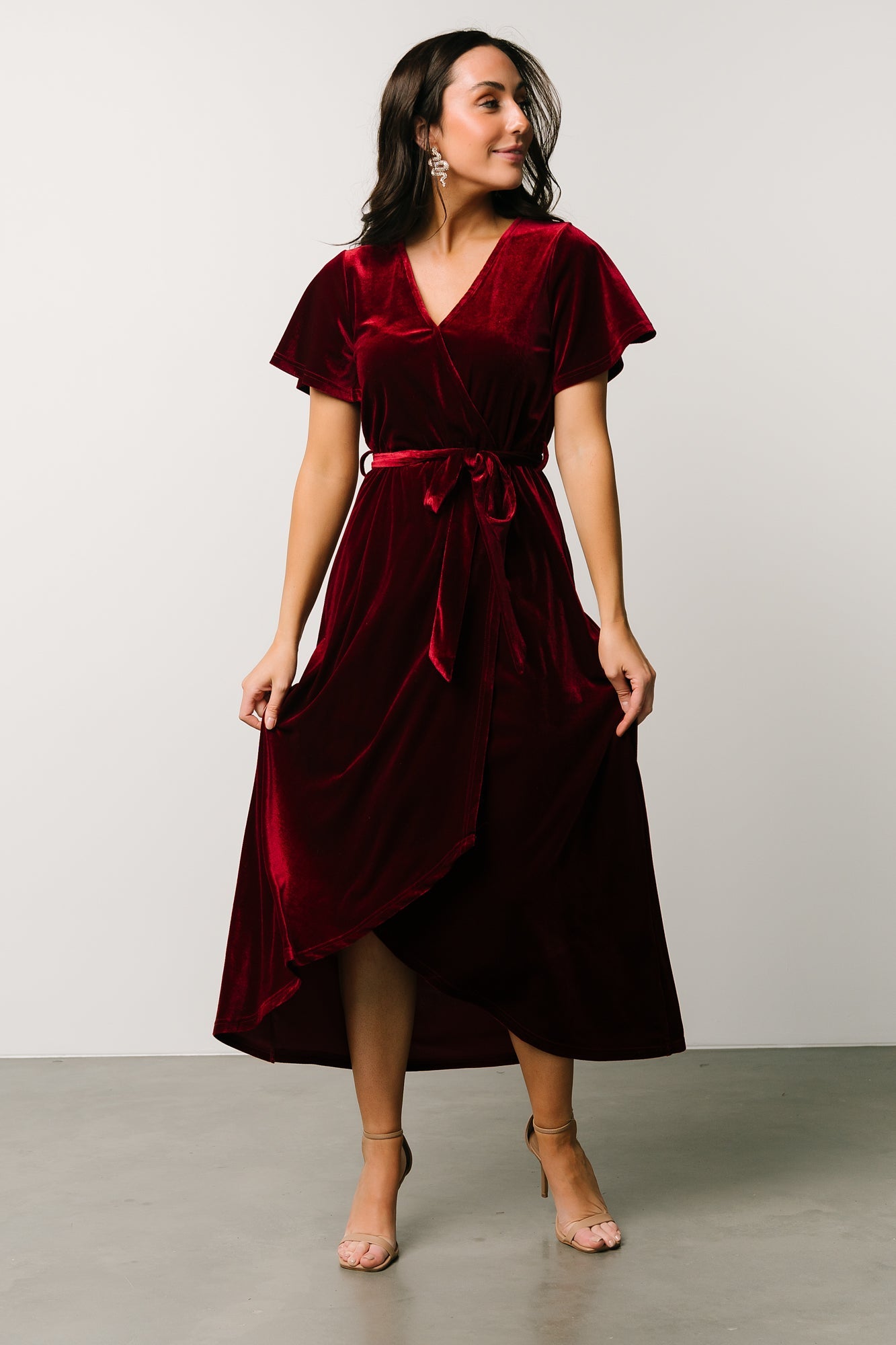 Nadine Velvet Midi Dress | Merlot - Baltic Born