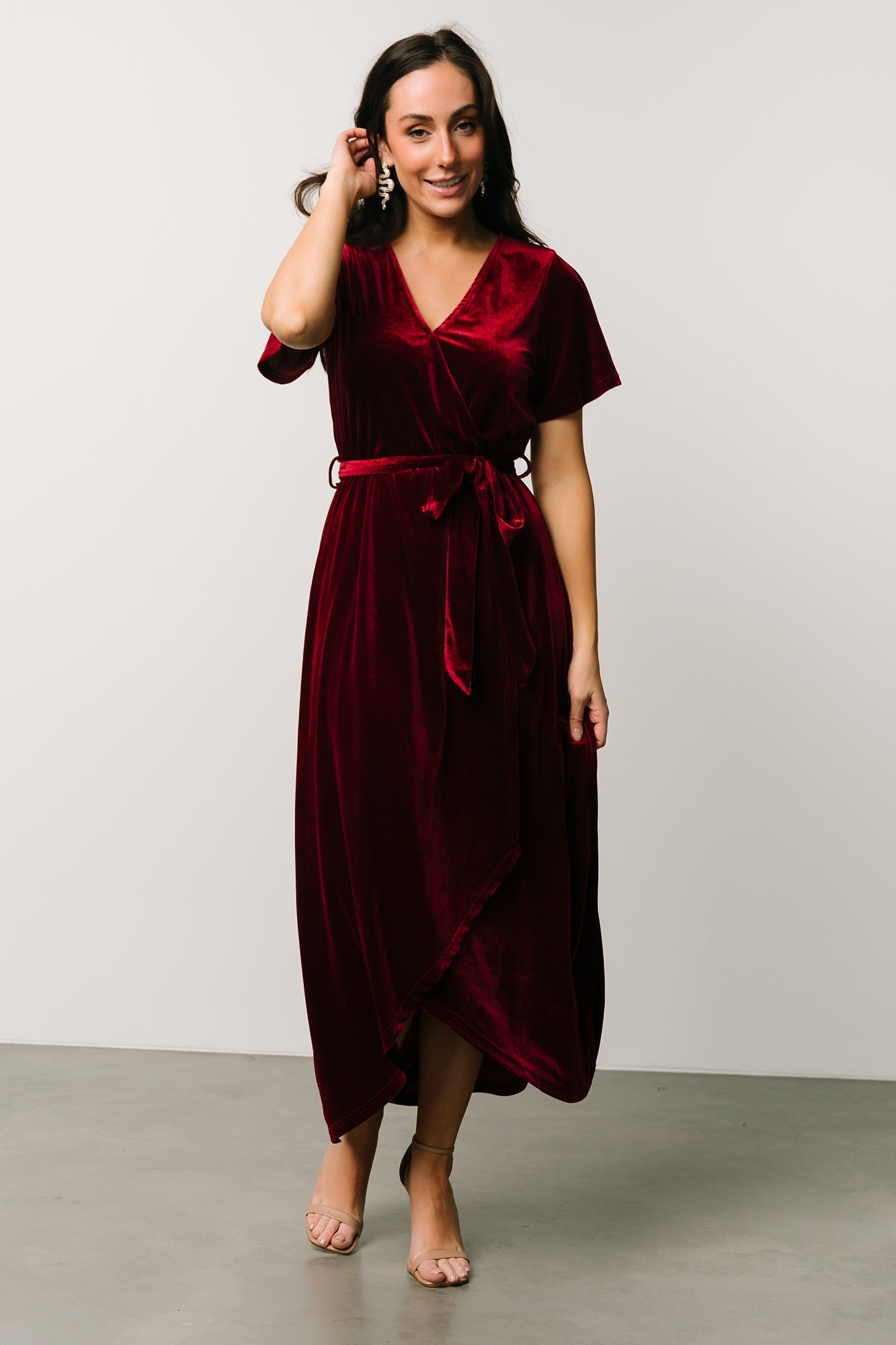 Nadine Velvet Midi Dress | Merlot - Baltic Born