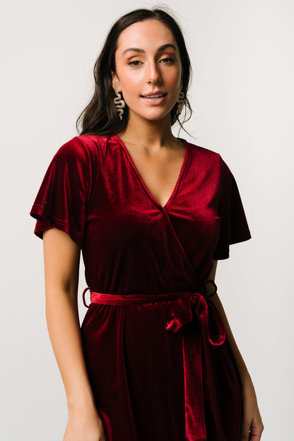 Nadine Velvet Midi Dress | Merlot - Baltic Born