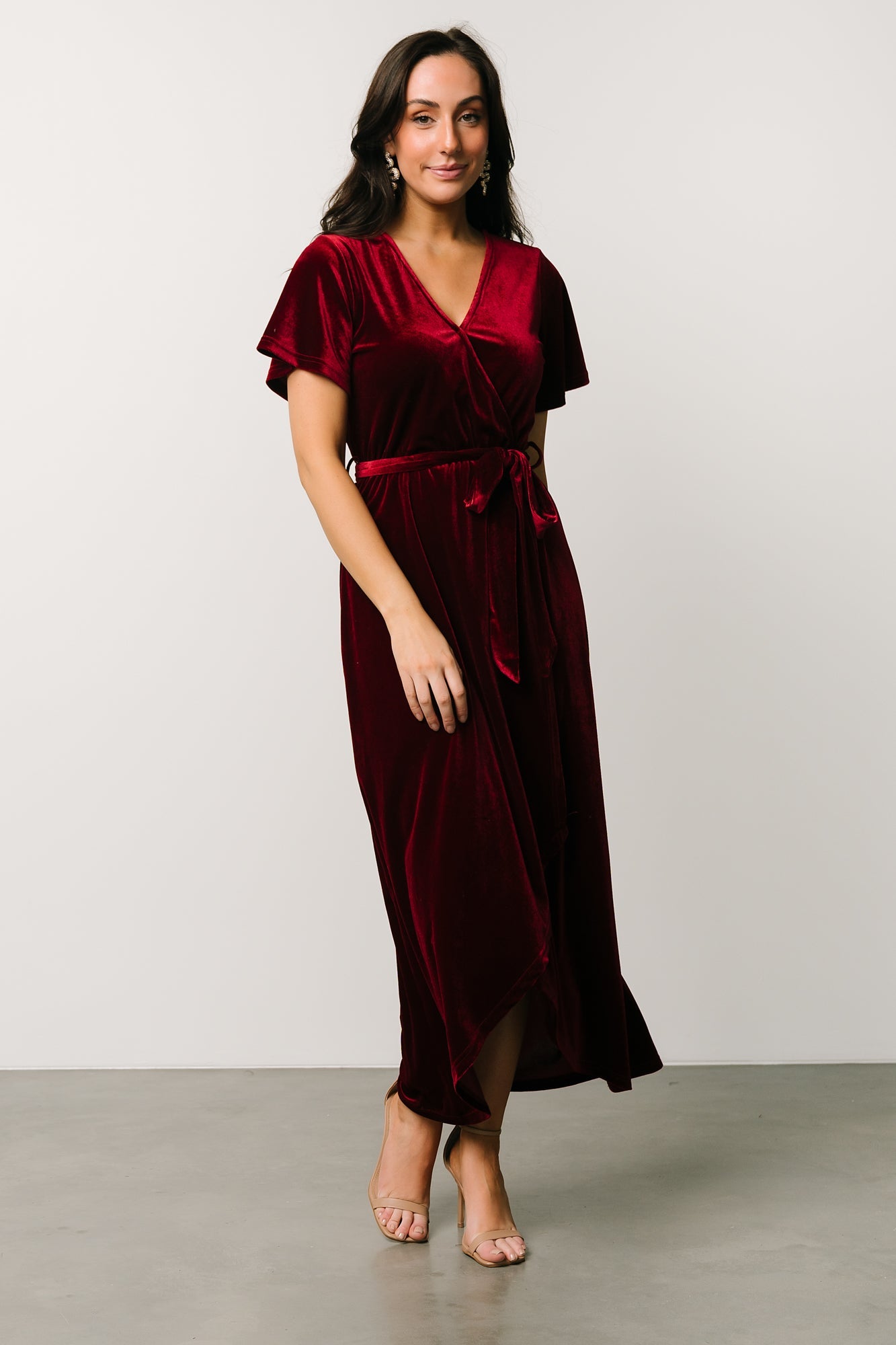 Nadine Velvet Midi Dress | Merlot - Baltic Born