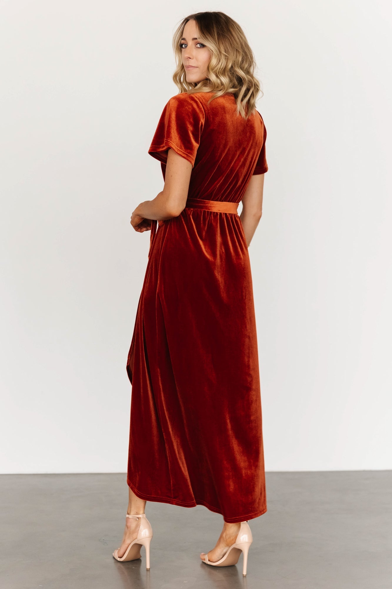 Nadine Velvet Midi Dress | Rust - Baltic Born