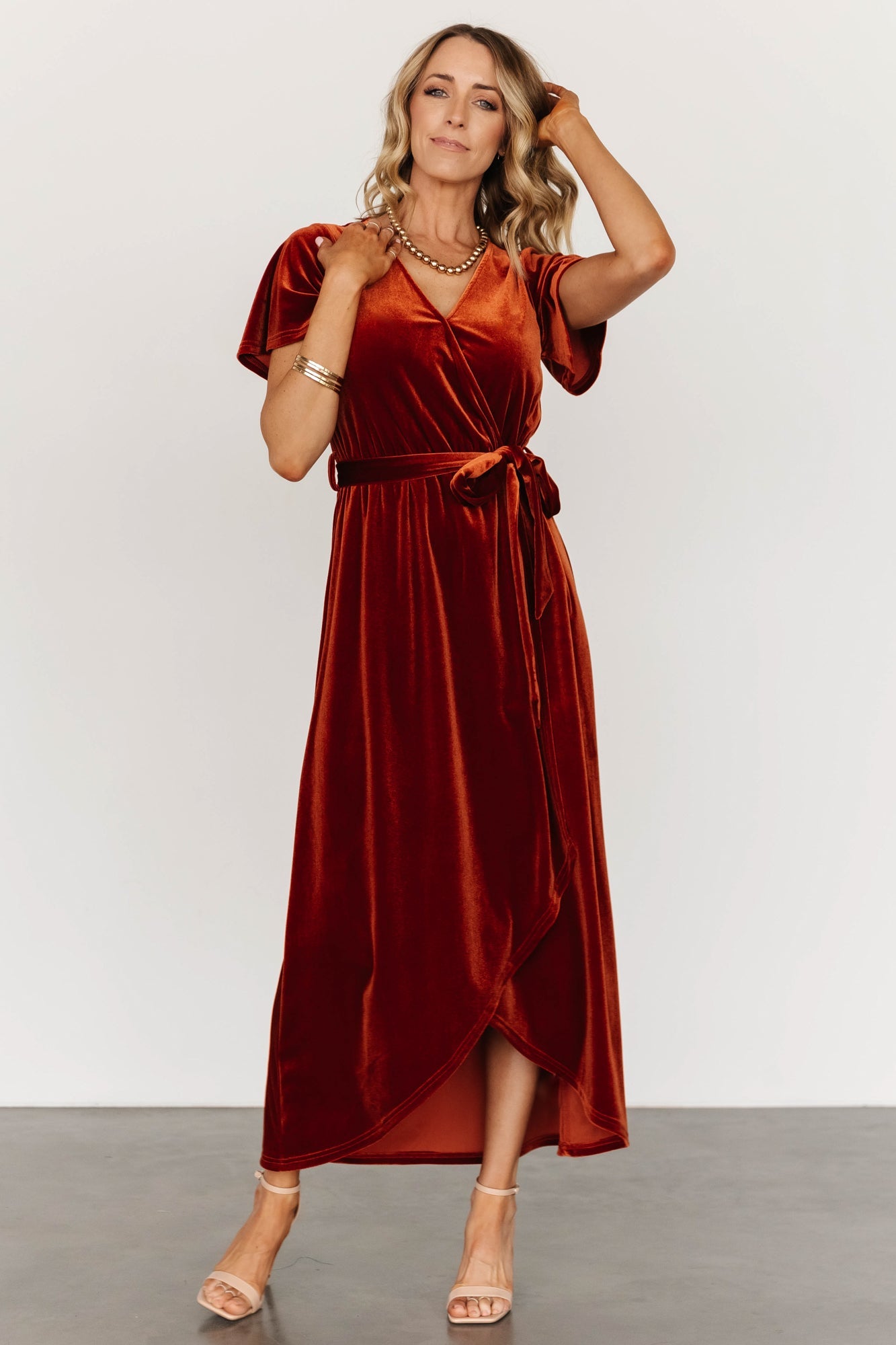 Nadine Velvet Midi Dress | Rust - Baltic Born