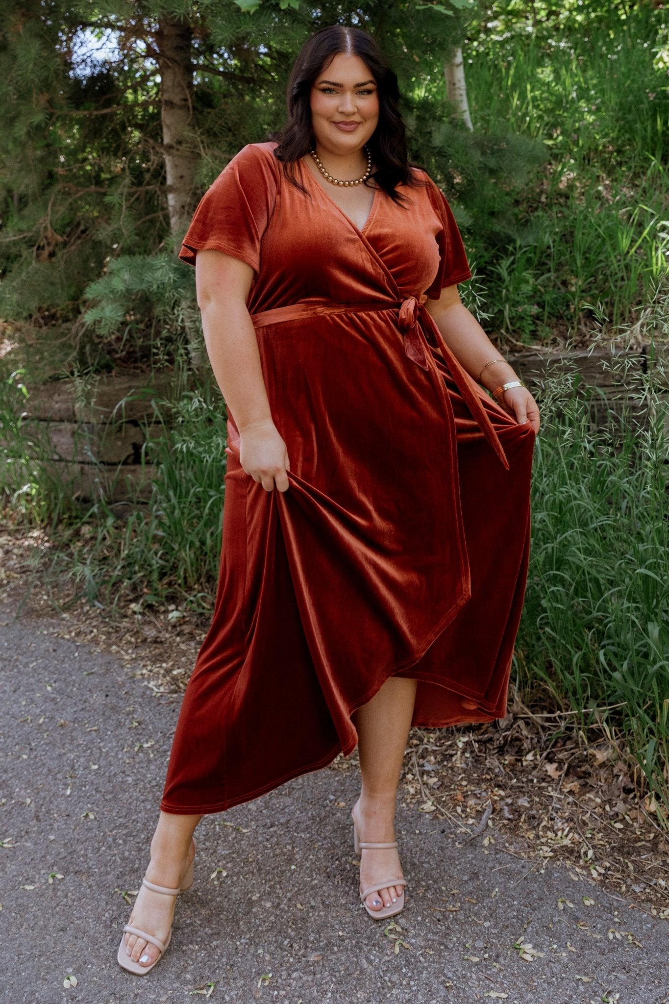 Nadine Velvet Midi Dress | Rust - Baltic Born