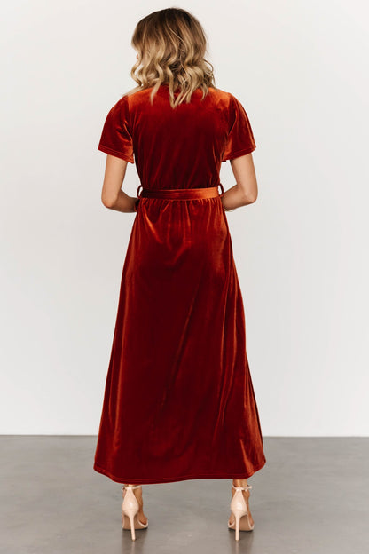 Nadine Velvet Midi Dress | Rust - Baltic Born