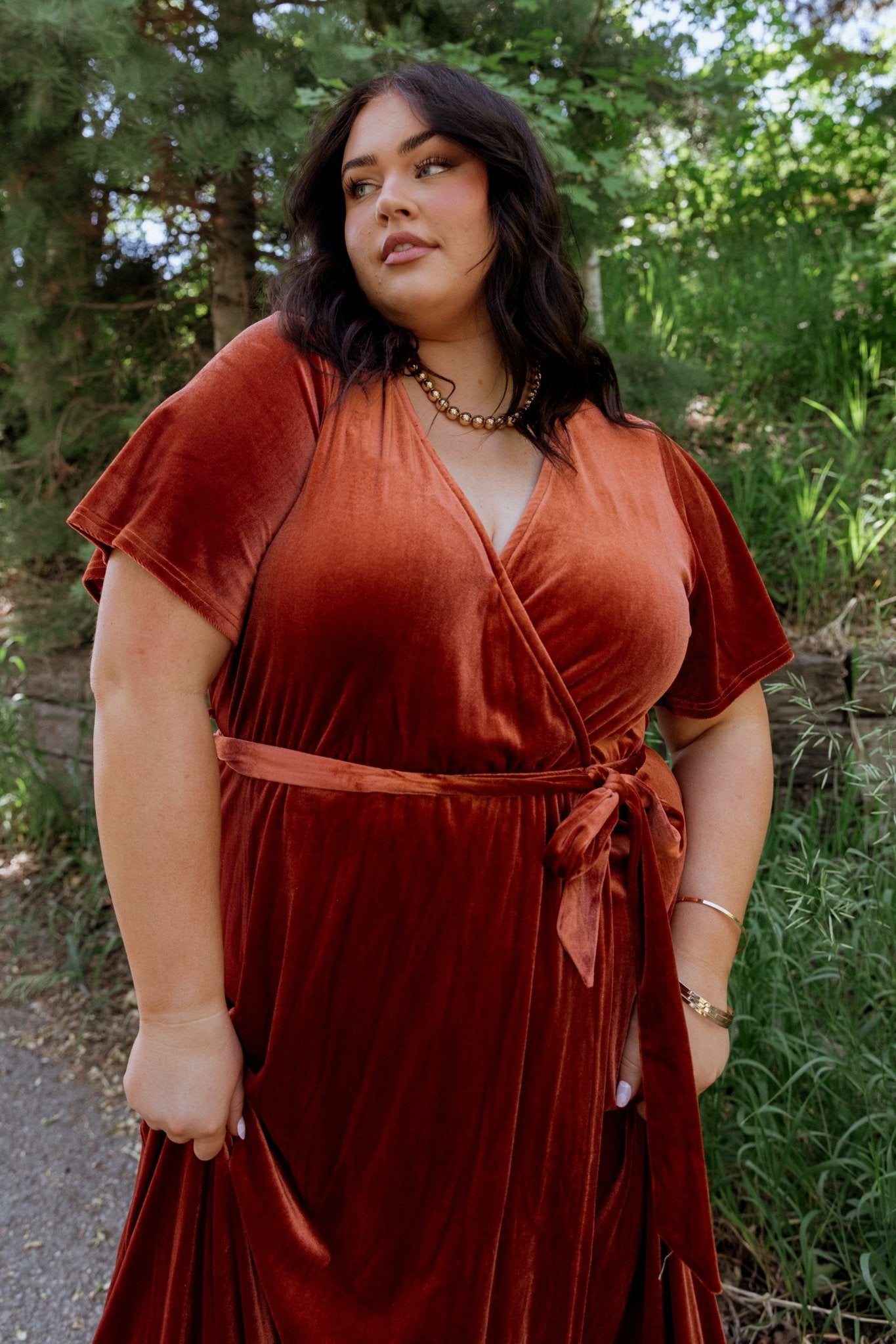 Nadine Velvet Midi Dress | Rust - Baltic Born