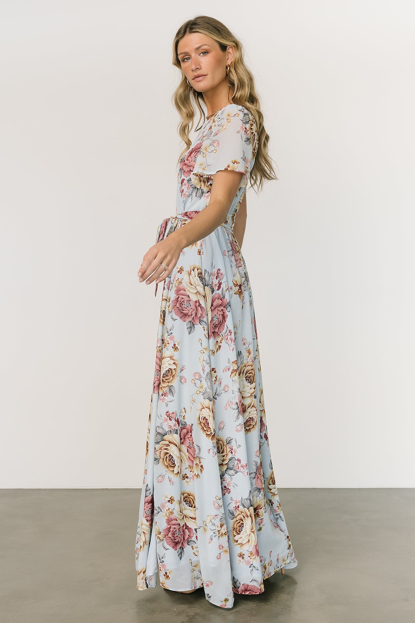 Naomi Short Sleeve Maxi Dress | Blue Multi Floral - Baltic Born