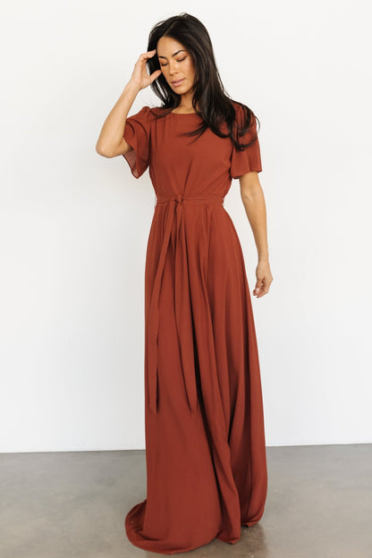 Naomi Short Sleeve Maxi Dress | Cinnamon - Baltic Born