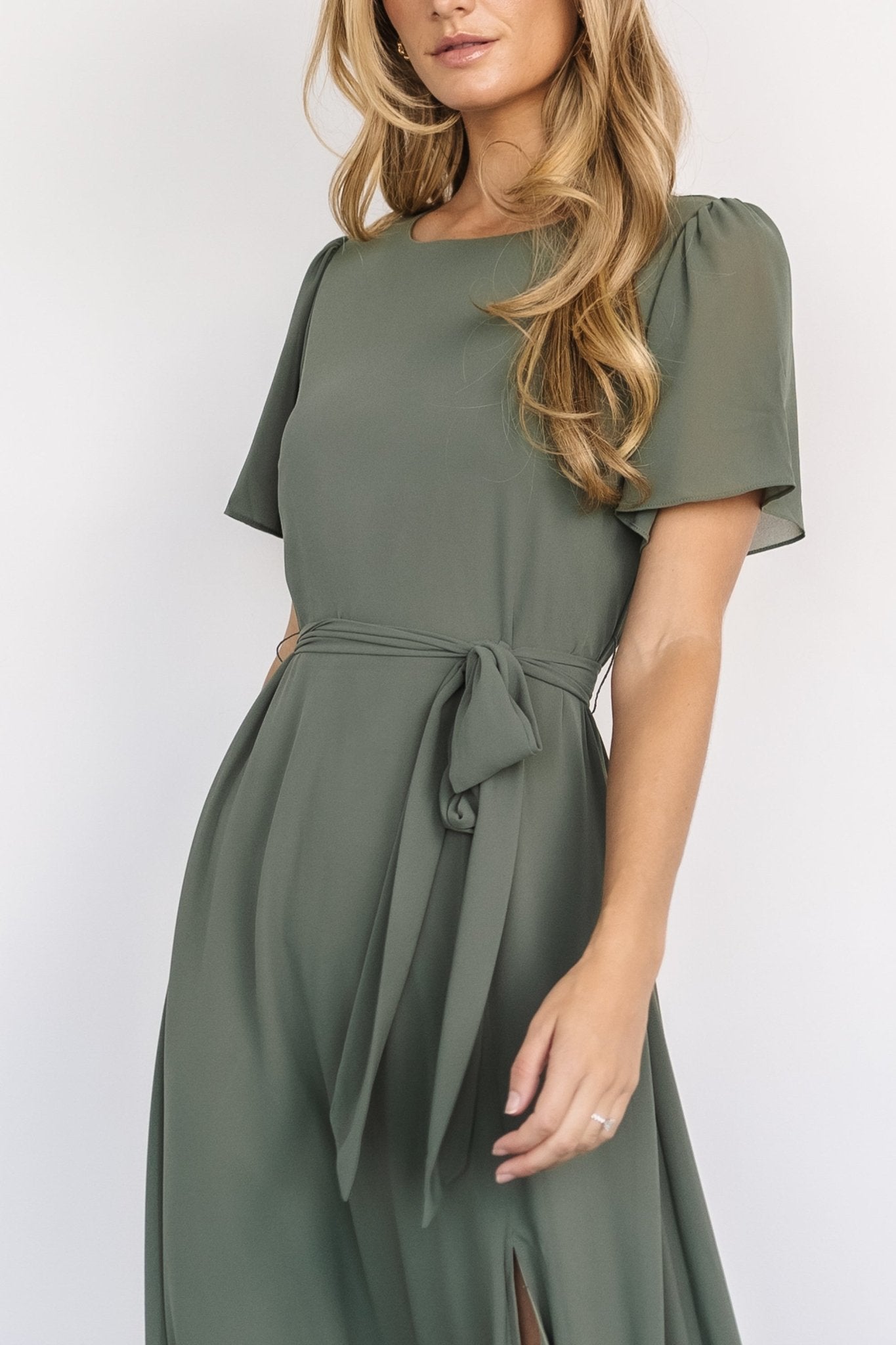 Naomi Short Sleeve Maxi Dress | Dark Sage - Baltic Born