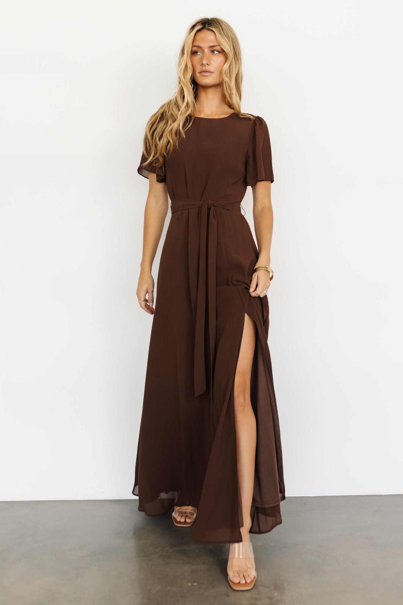 Naomi Short Sleeve Maxi Dress | Espresso - Baltic Born