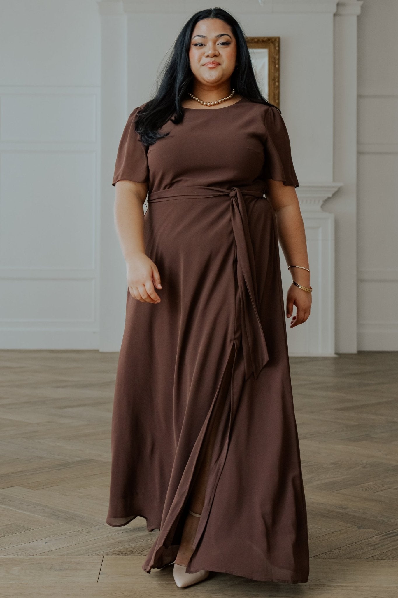 Naomi Short Sleeve Maxi Dress | Espresso - Baltic Born