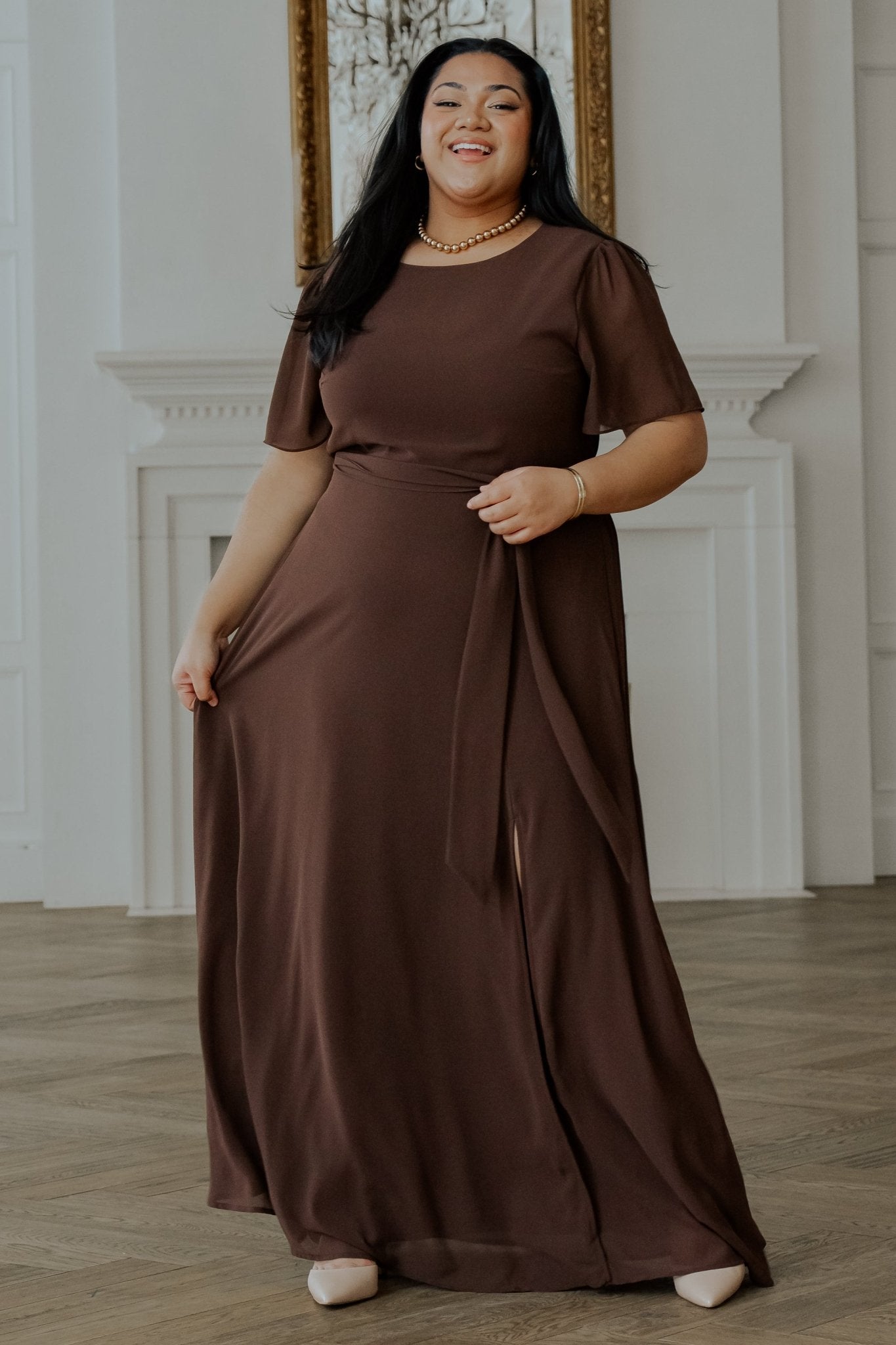 Naomi Short Sleeve Maxi Dress | Espresso - Baltic Born