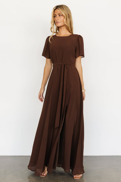 Naomi Short Sleeve Maxi Dress | Espresso - Baltic Born