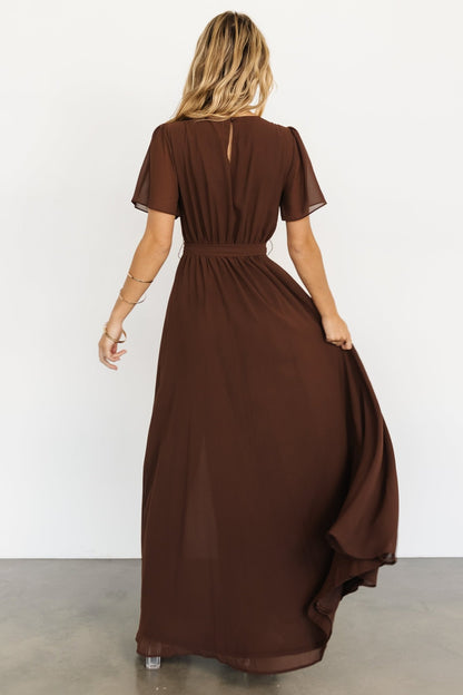 Naomi Short Sleeve Maxi Dress | Espresso - Baltic Born