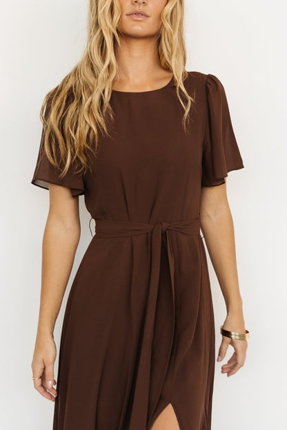 Naomi Short Sleeve Maxi Dress | Espresso - Baltic Born