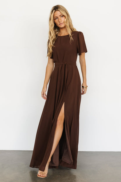 Naomi Short Sleeve Maxi Dress | Espresso - Baltic Born