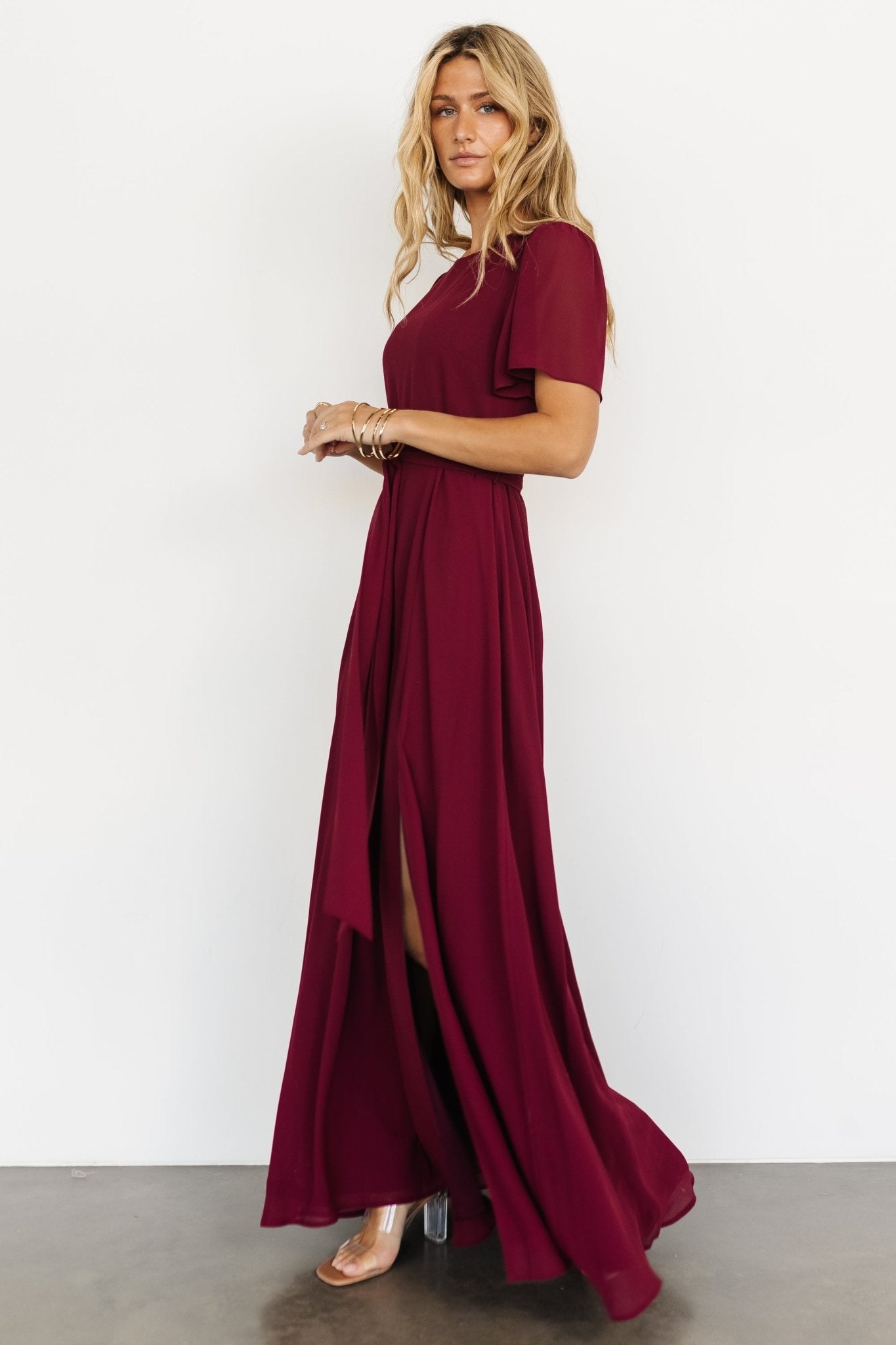 Naomi Short Sleeve Maxi Dress | Mulberry - Baltic Born