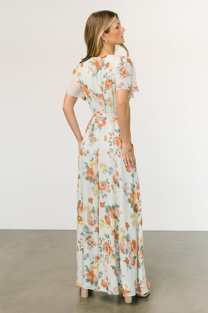 Naomi Short Sleeve Maxi Dress | Sage Floral - Baltic Born