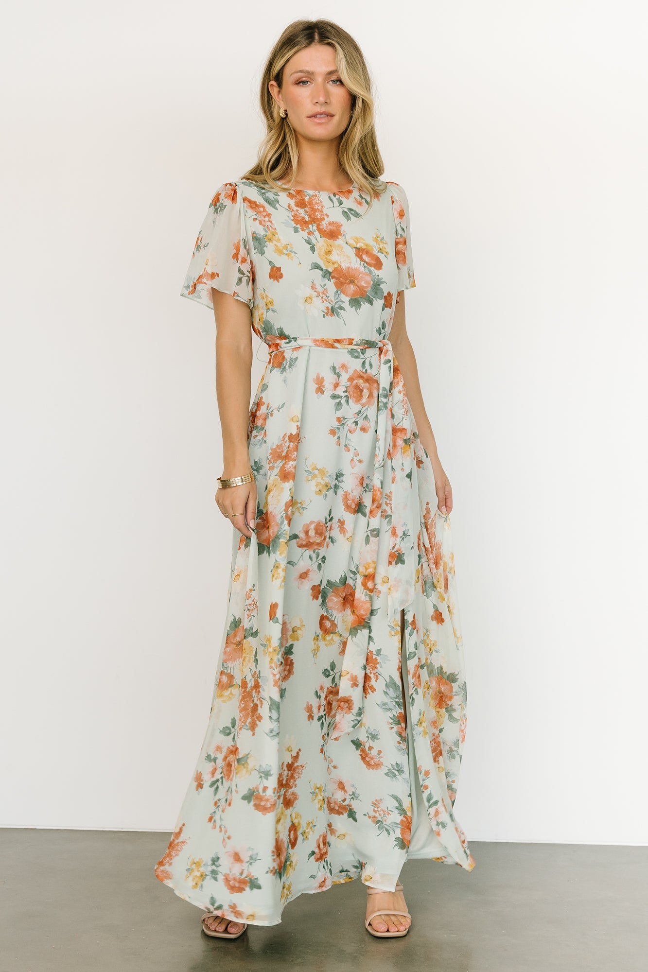 Naomi Short Sleeve Maxi Dress | Sage Floral - Baltic Born