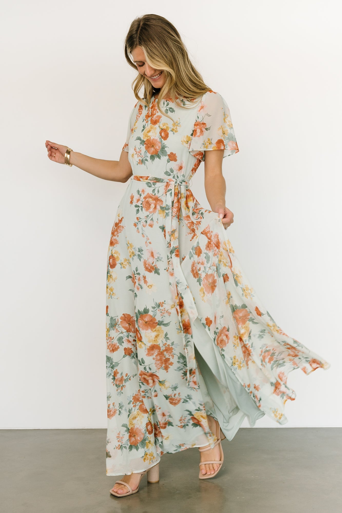 Naomi Short Sleeve Maxi Dress | Sage Floral - Baltic Born