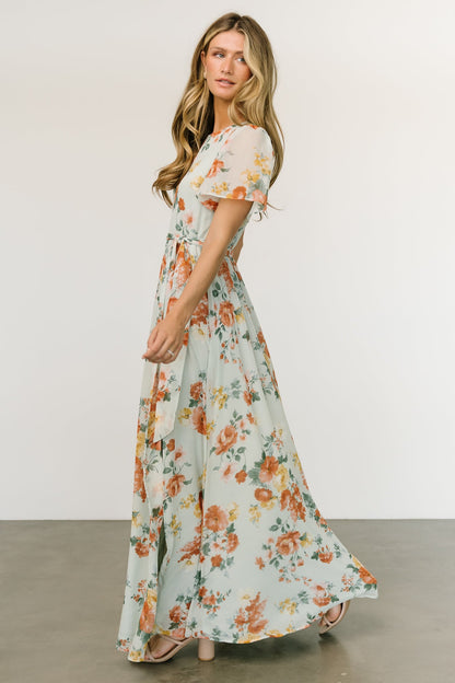 Naomi Short Sleeve Maxi Dress | Sage Floral - Baltic Born