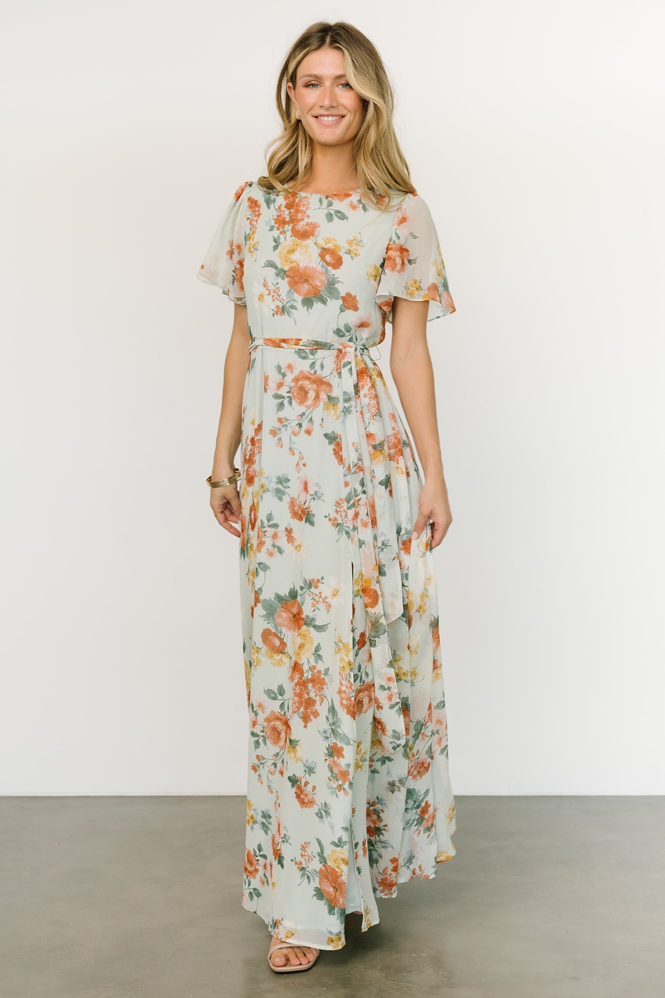 Naomi Short Sleeve Maxi Dress | Sage Floral - Baltic Born