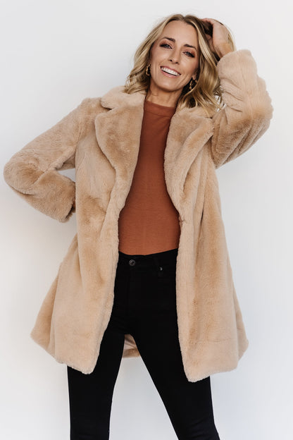 Narla Faux Fur Coat | Oatmeal - Baltic Born