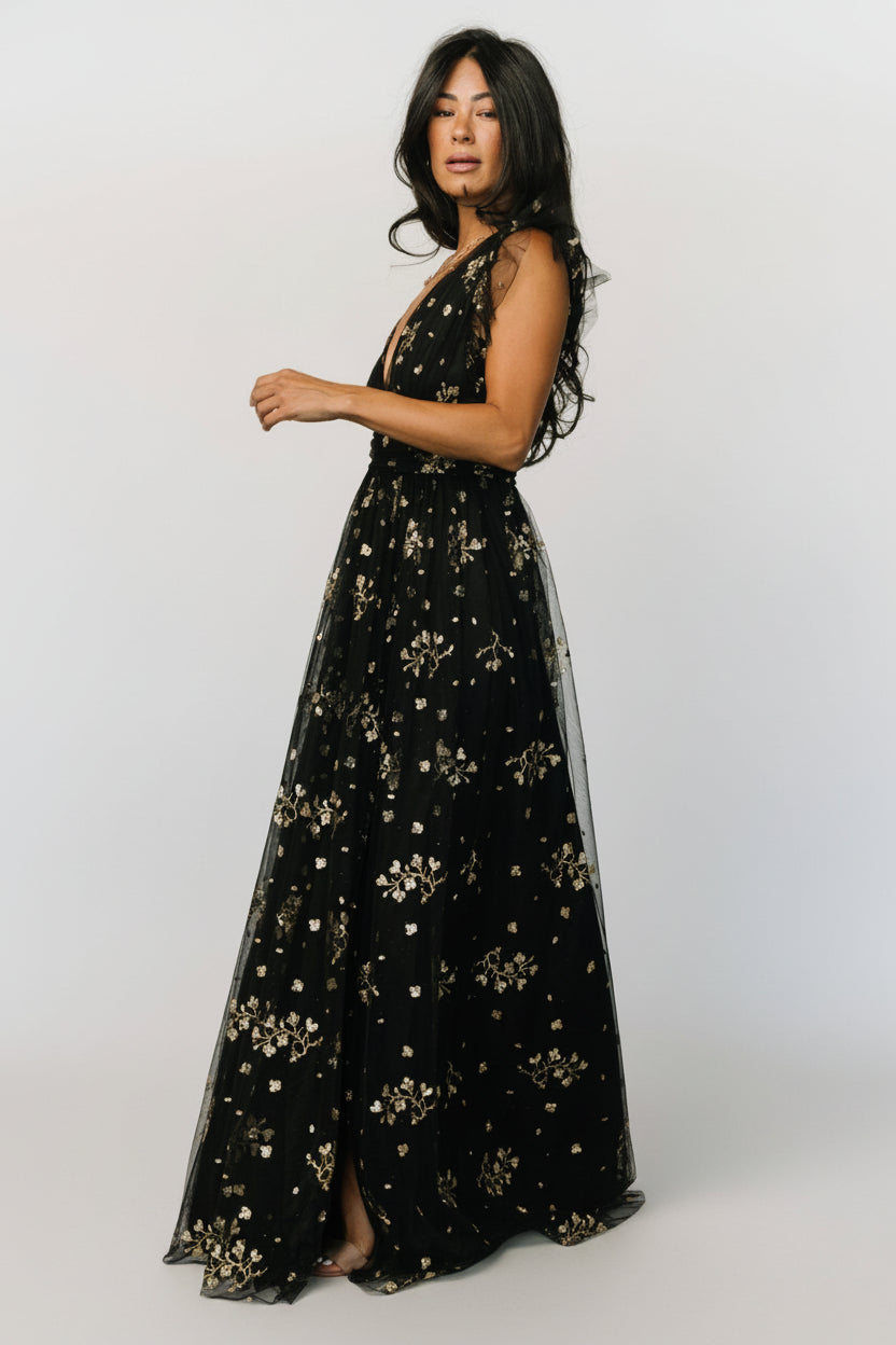 Natalia Floral Embellished Maxi Dress