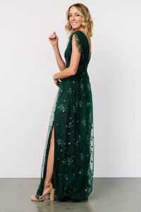 Natalia Floral Embellished Maxi Dress | Gold | Baltic Born