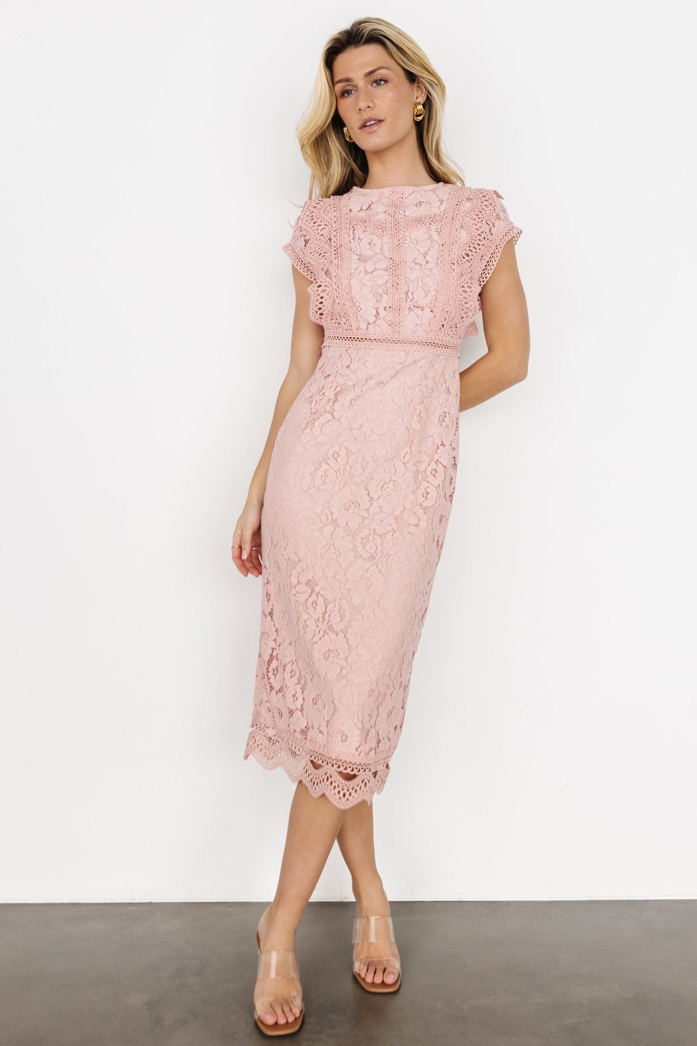 Nessa Lace Midi Dress | Blush - Baltic Born