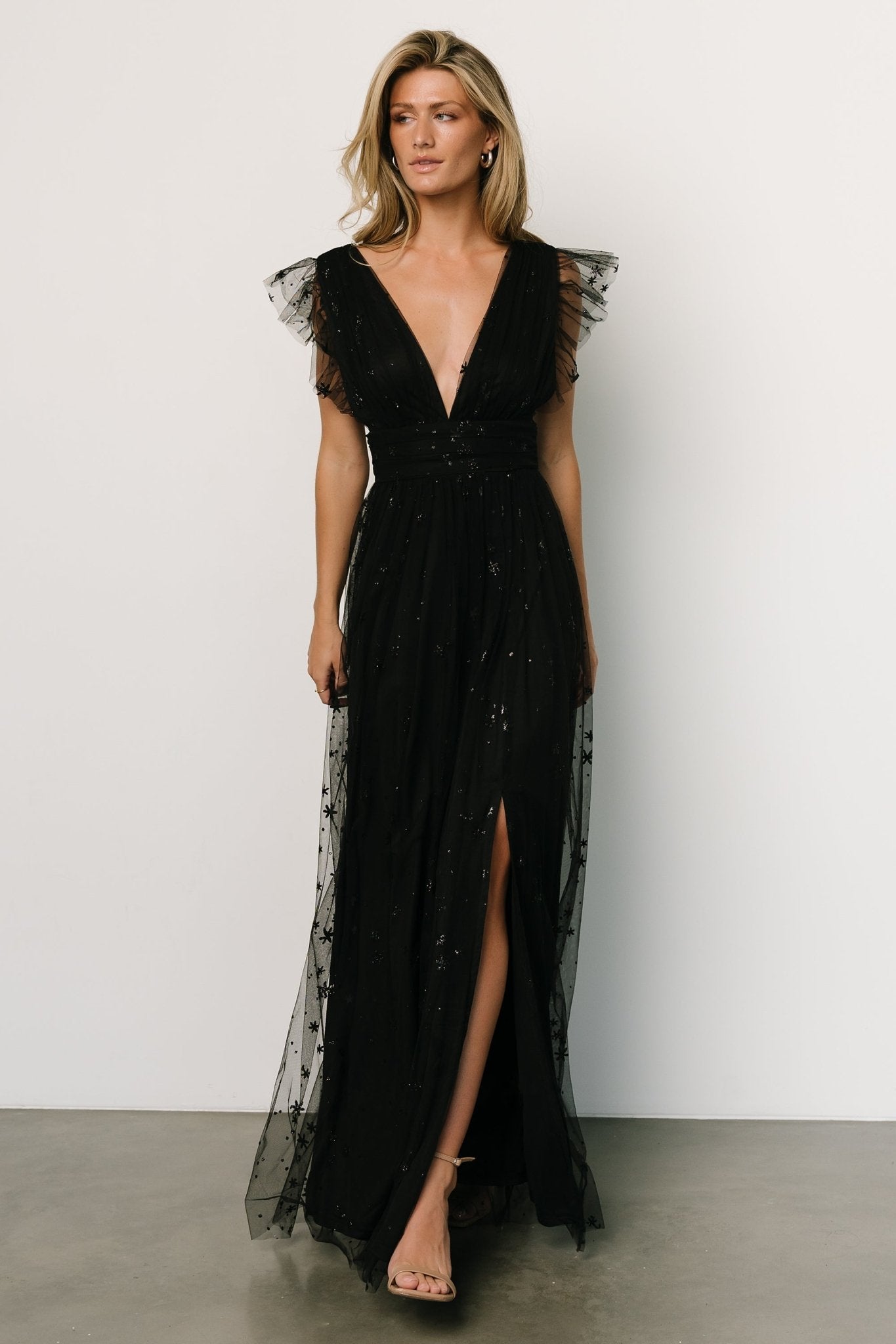 Nova Shimmer Maxi Dress | Black | Baltic Born