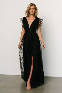 Nova Shimmer Maxi Dress | Black | Baltic Born