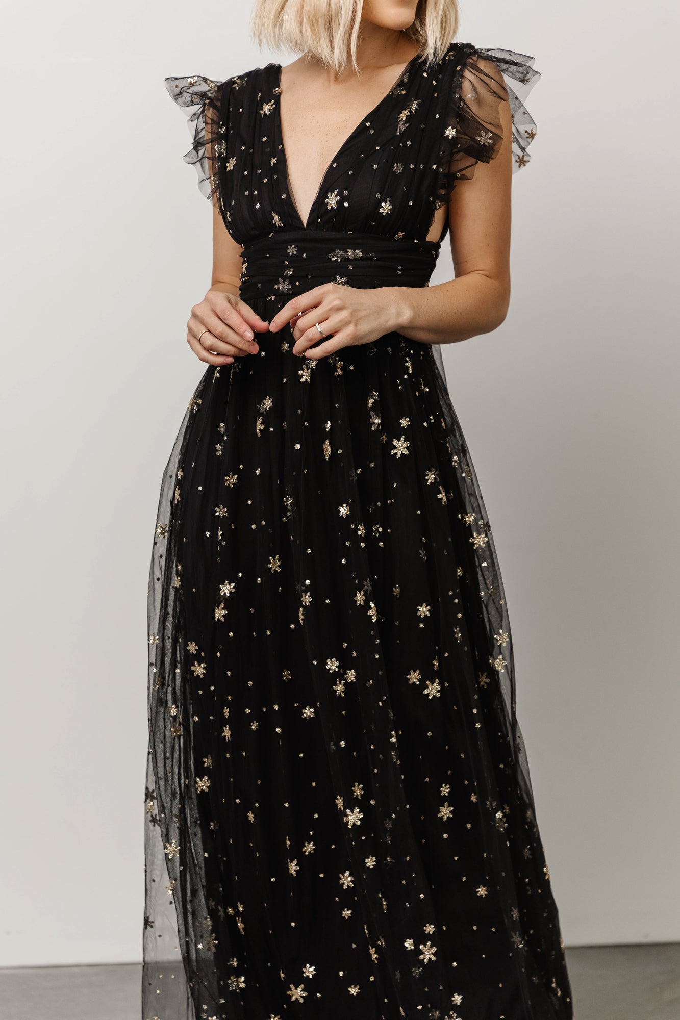 Nova Shimmer Maxi Dress | Black + Gold - Baltic Born