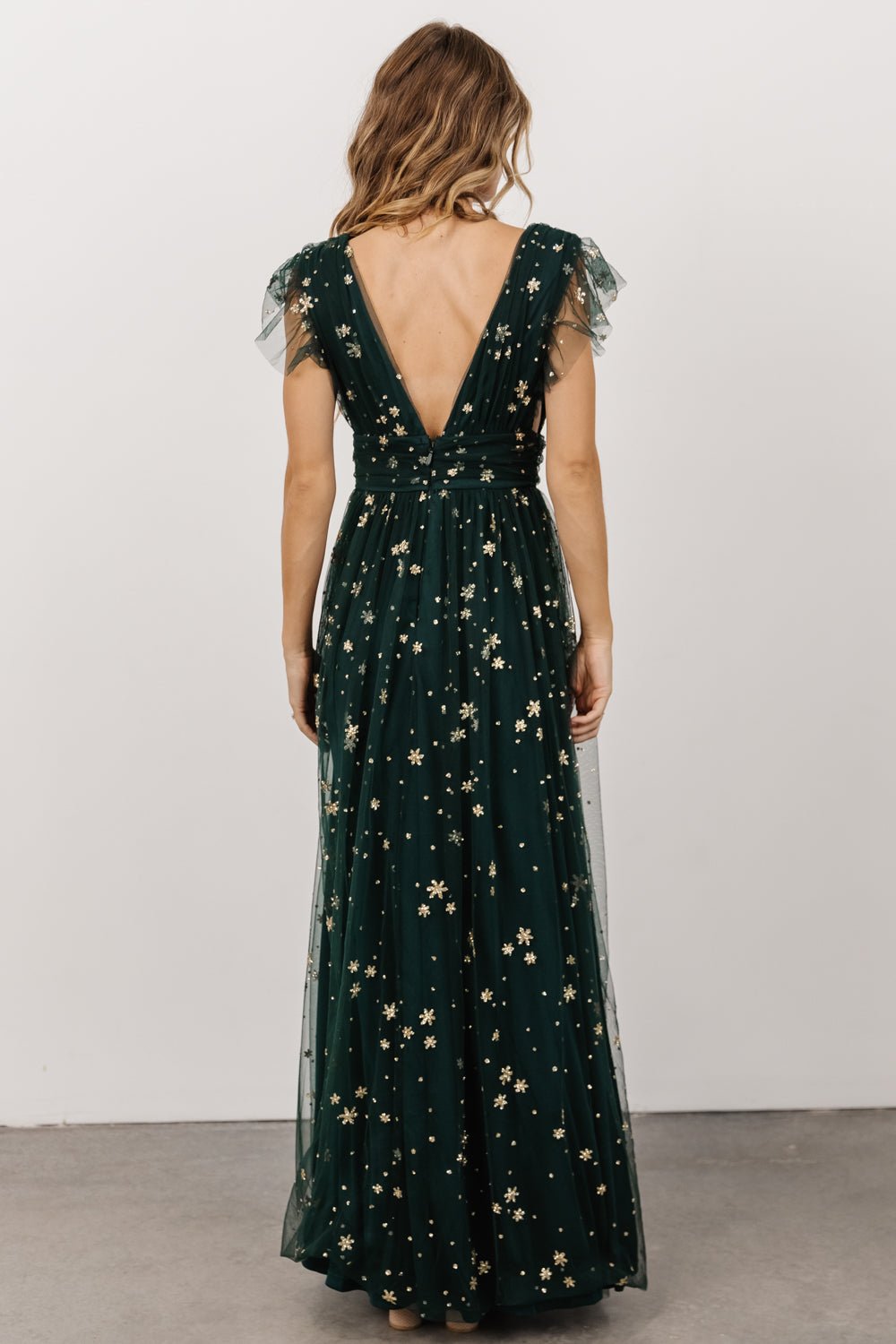 Nova Shimmer Maxi Dress | Green + Gold - Baltic Born