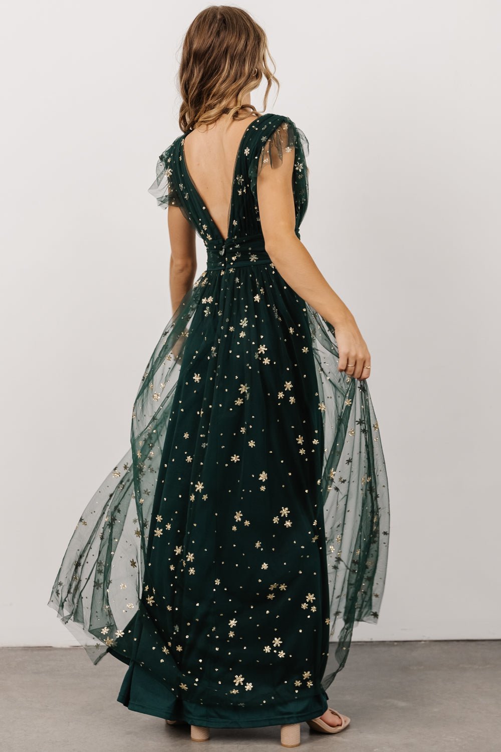 Nova Shimmer Maxi Dress | Green + Gold - Baltic Born