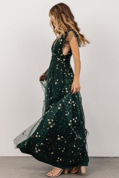 Nova Shimmer Maxi Dress | Green + Gold - Baltic Born