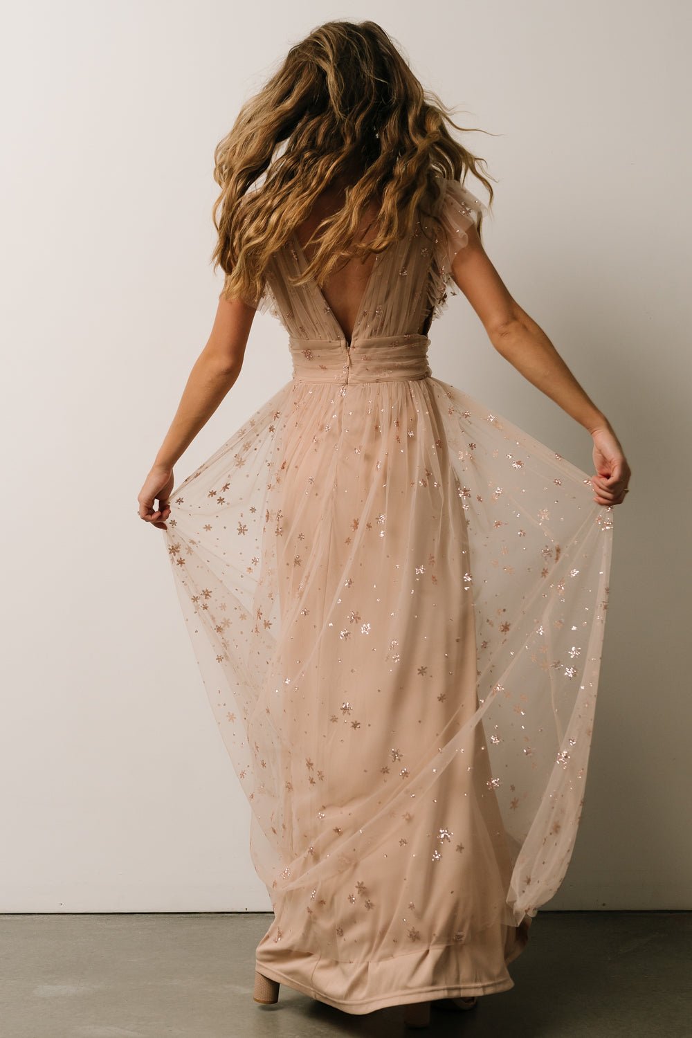 Nova Shimmer Maxi Dress | Natural + Blush - Baltic Born